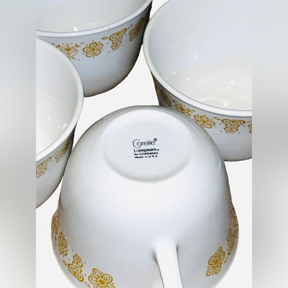 4 Vintage CORELLE Butterfly Gold Flat Cup regular handle - Picture 4 of 4